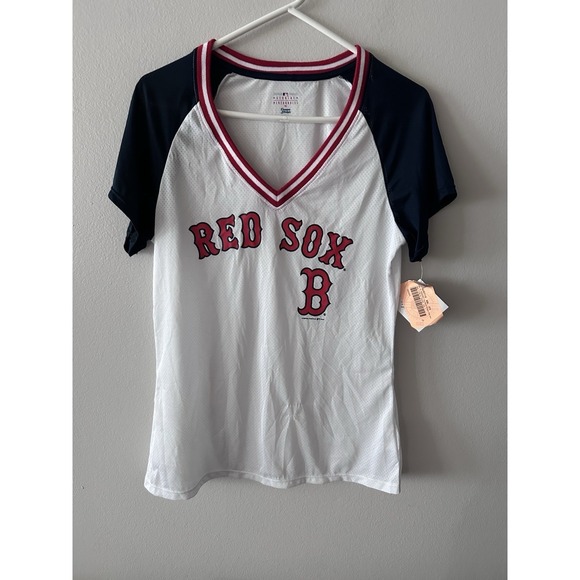 MLB Boston Red Sox Tee Women's L Campus Lifestyle Logo Short Sleeve Mesh Flaw* - Picture 2 of 9